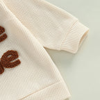 Baby Toddler Boys 2Pcs Little Dude Waffle Outfit Letter Embroidery Long Sleeve Top with Elastic Waist Solid Pants Set