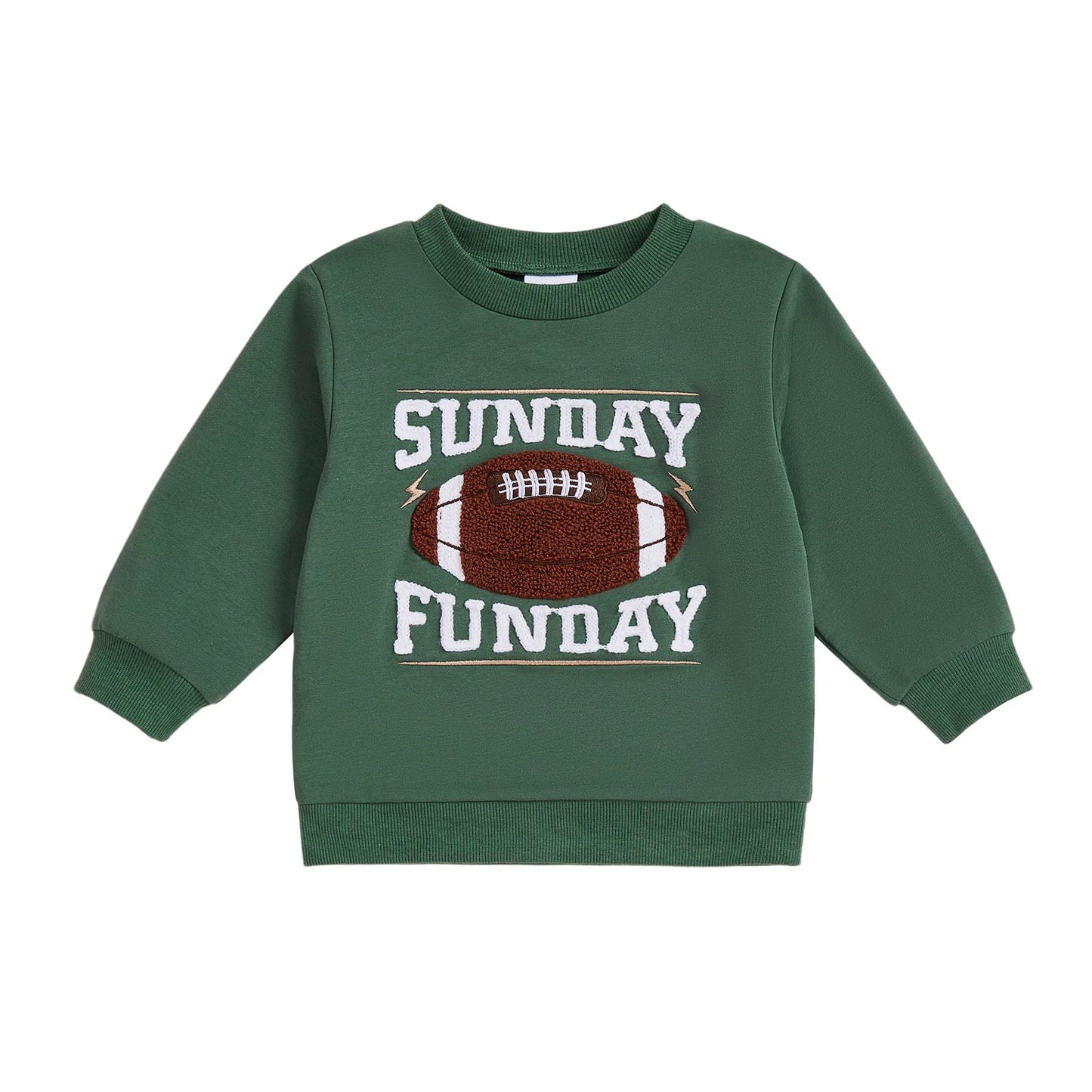 Baby Toddler Boys Girls Long Sleeve Crew Neck Letters Football Sunday Funday Game Day Pullover Top
