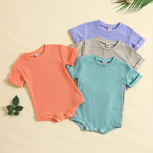 Load image into Gallery viewer, Infant Baby Boys Girls Summer Bodysuit Short Sleeve Crew Neck Solid Ribbed Jumpsuit Bubble Romper
