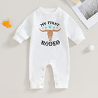 Baby Boy Girl Rompers Western Bull Head Letter Print Long Sleeve Jumpsuit Fall Clothes