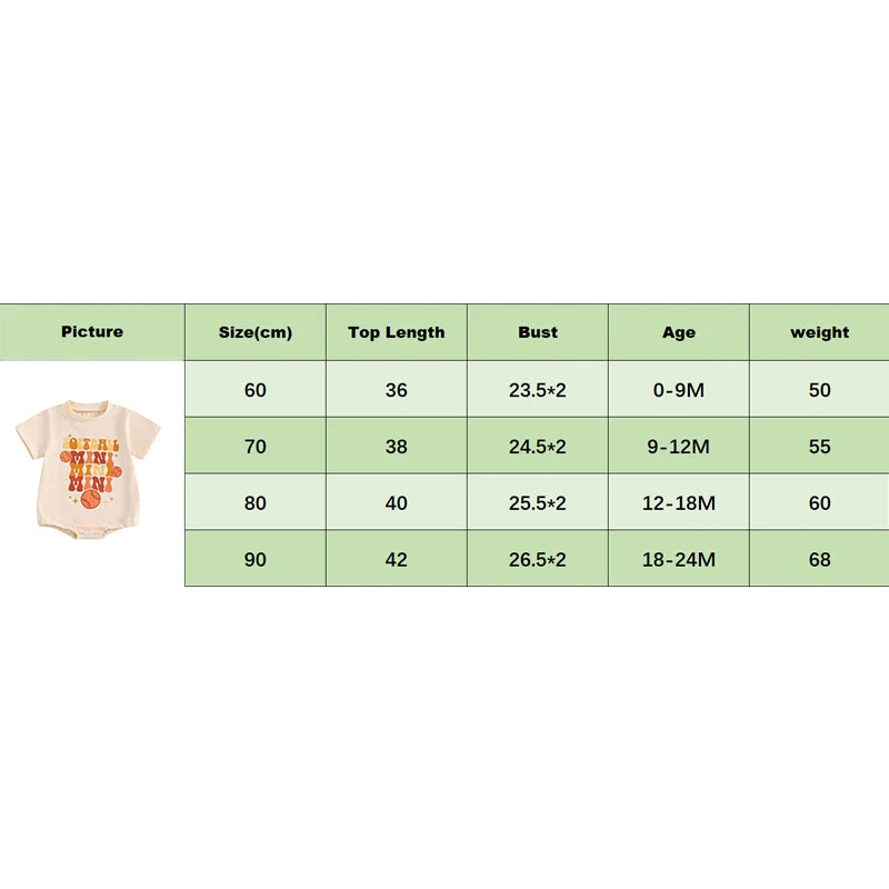 Baby Boys Girls Softball Mini Letter Baseball Print Romper Short Sleeve Round Neck Jumpsuit