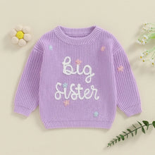 Load image into Gallery viewer, Toddler Kids Girl Big Sister Sweater Cute Long Sleeve Letter Embroidery Knit Pullover Loose Top
