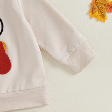 Load image into Gallery viewer, Baby Toddler Boys Girls 2Pcs Set Long Sleeve Crew Neck Embroidery Turkey Top with Pants Thanksgiving Outfit
