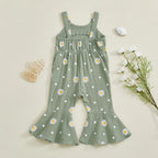 Baby Toddler Girls Summer Overalls Infants Sleeveless Daisy Floral Print Suspender Flared Pants