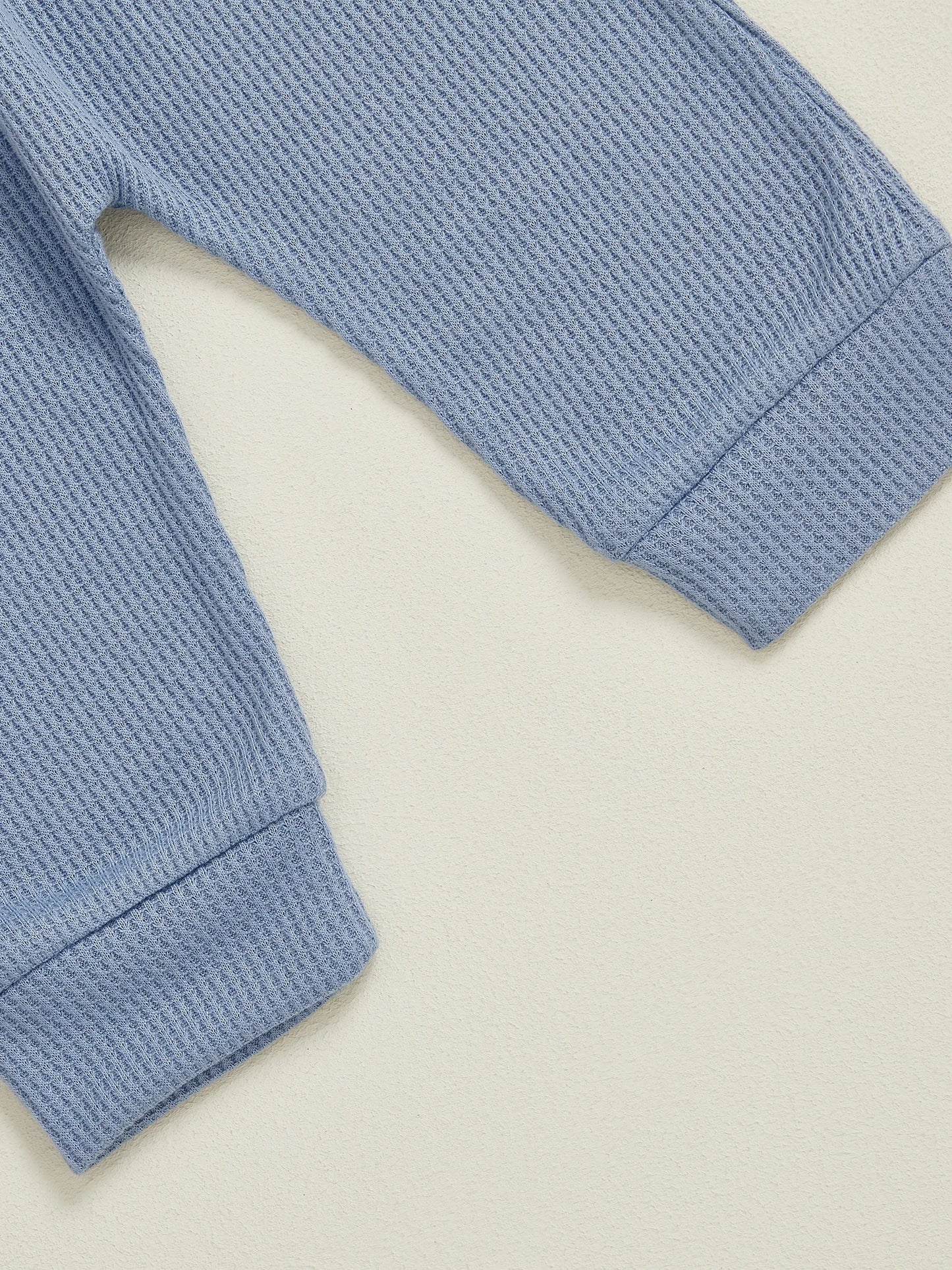 Baby Toddler Boys Winter Fall Outfit Solid Button Long Sleeve Top and Elastic Waist Pants 2Piece Waffle Set