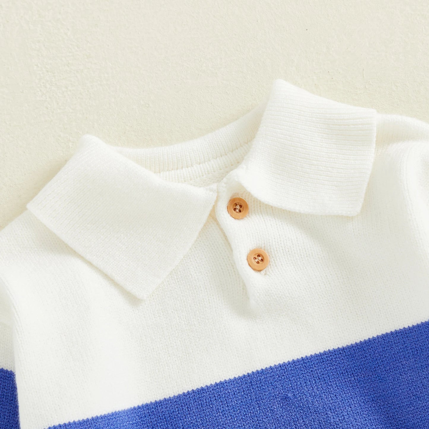 Baby Toddler Boy Sweater Lapel Collar Long Sleeve Patchwork Upper Button Down Pullover Warm Knit Tops