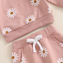 Load image into Gallery viewer, Baby Toddler Girls 2Pcs Fall Outfit Daisy Flower Print Long Sleeve Top with Elastic Waist Pants Set
