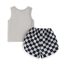 Load image into Gallery viewer, Baby Toddler Boys 2Pcs Sleeveless Tank Top with Pocket and Checkerboard Print Shorts Set Outfit
