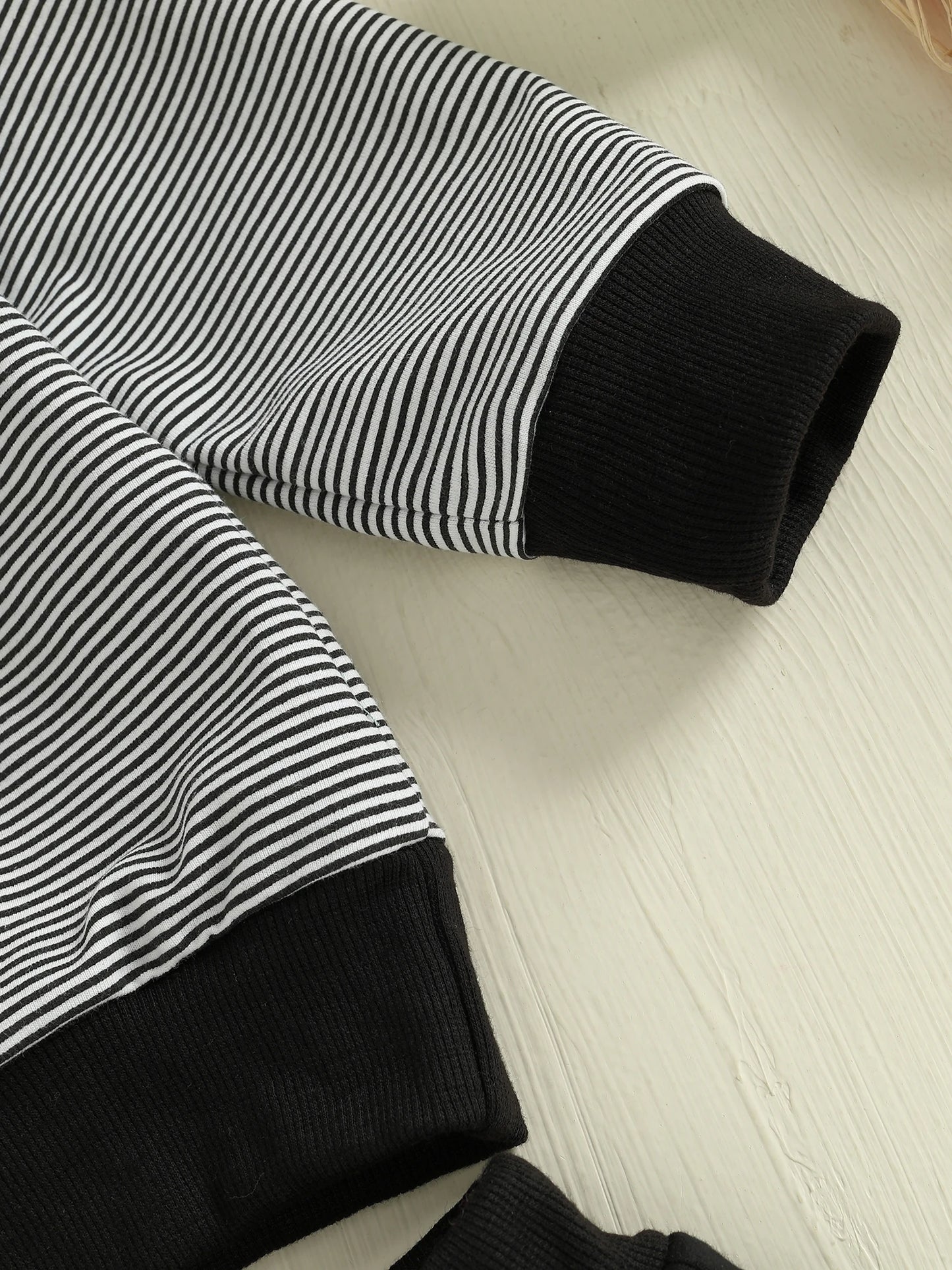 Baby Toddler Boys 2Pcs Halloween Outfit Ghost Embroidery Striped Long Sleeve Top with Pants Jogger Set