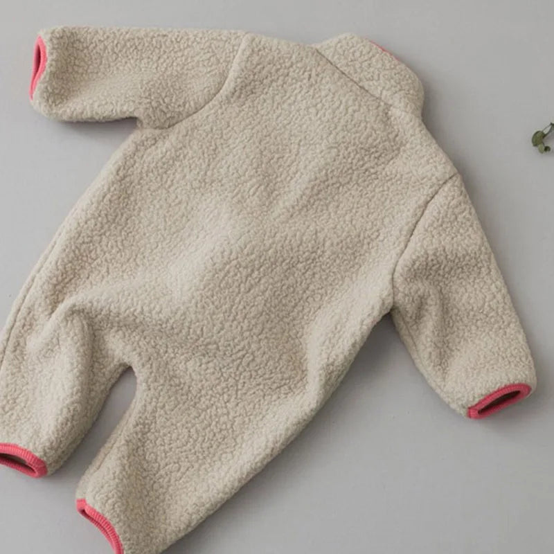 Fleece Patchwork Jumpsuit Outwear Romper