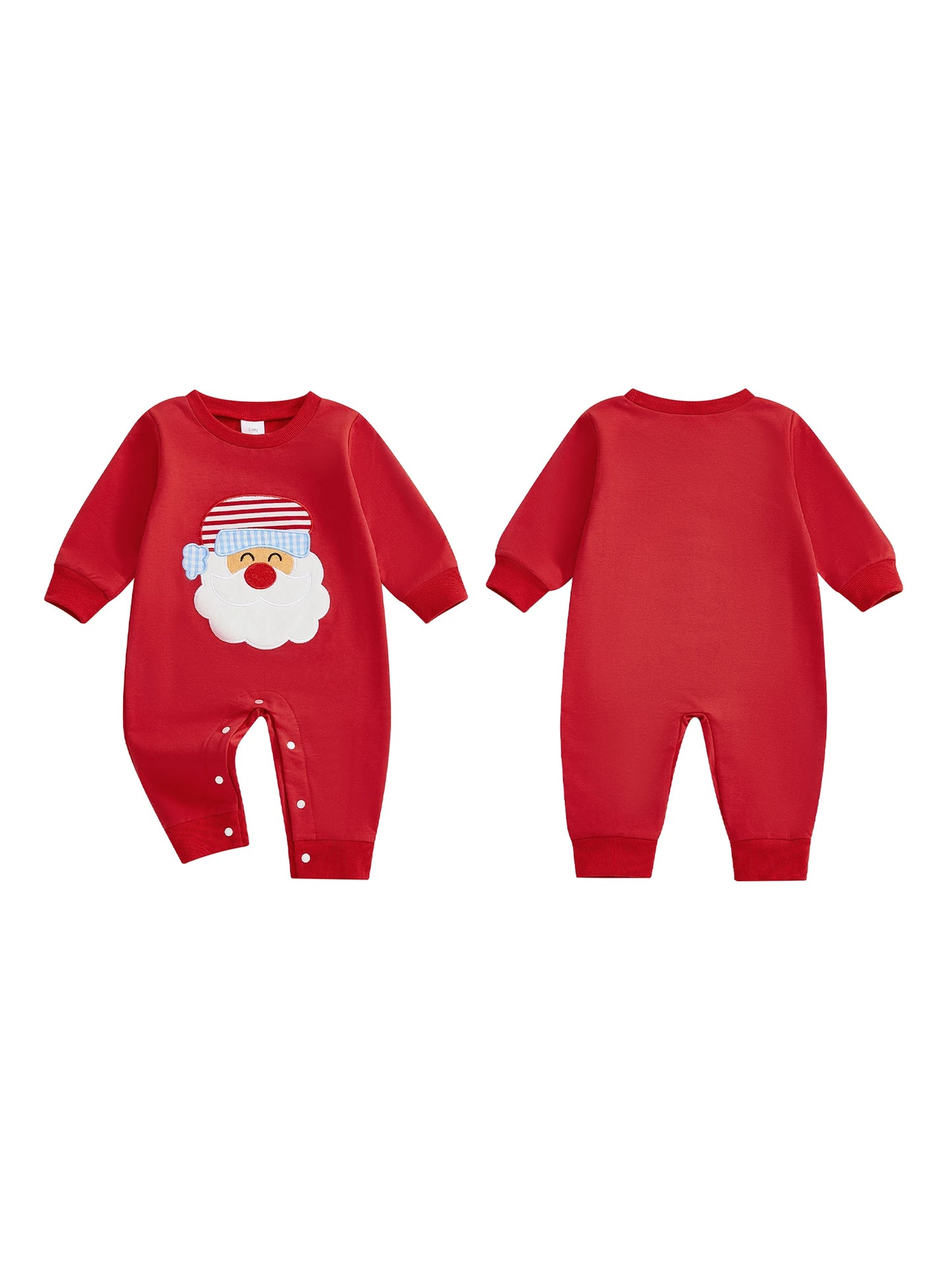 Baby Boy Girl Christmas Romper Santa Claus Crew Neck Long Sleeve Jumpsuit Cute Winter Clothes