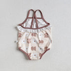 Baby Girls Floral Bandage Swimsuit With Hat Set