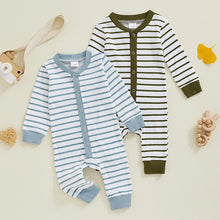 Load image into Gallery viewer, Baby Girl Boy Fall Romper Stripe Print Round Neck Long Sleeve Full Length Jumpsuit
