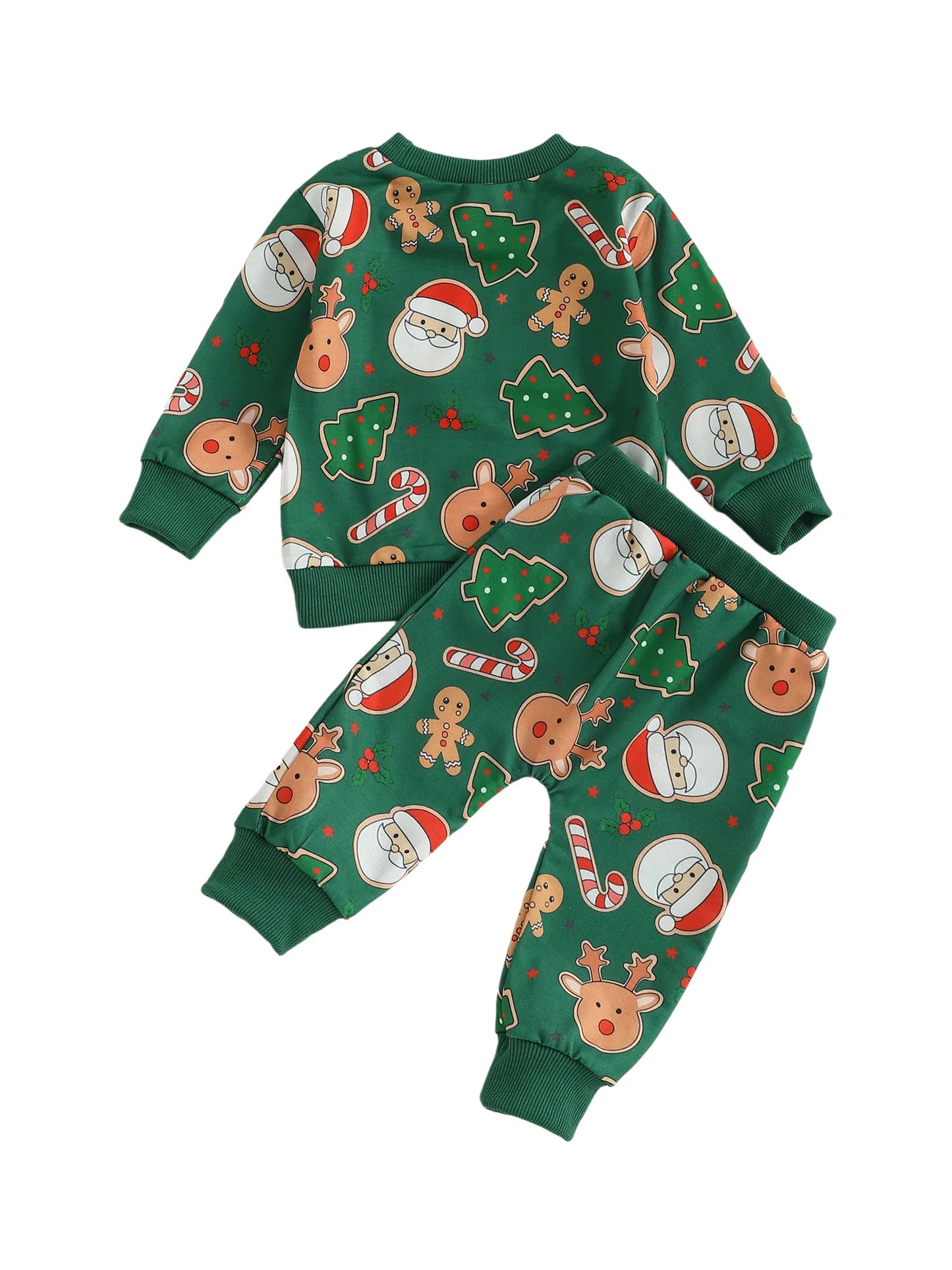 Baby Toddler Boys Girls 2Pcs Christmas Santa Claus Milk Reindeer Print Long Sleeve Top with Elastic Waist Paints 2piece Outfit Jogger Set
