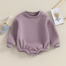 Load image into Gallery viewer, Baby Boy Girl Fleece Romper Solid Color Long Sleeve Bubble Jumpsuit
