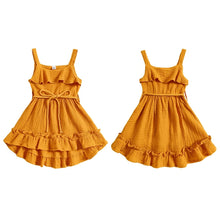 Load image into Gallery viewer, Baby Toddler Girls Summer Dress Casual Sleeveless Tank Square Neck Tie Belt A-Line Dress
