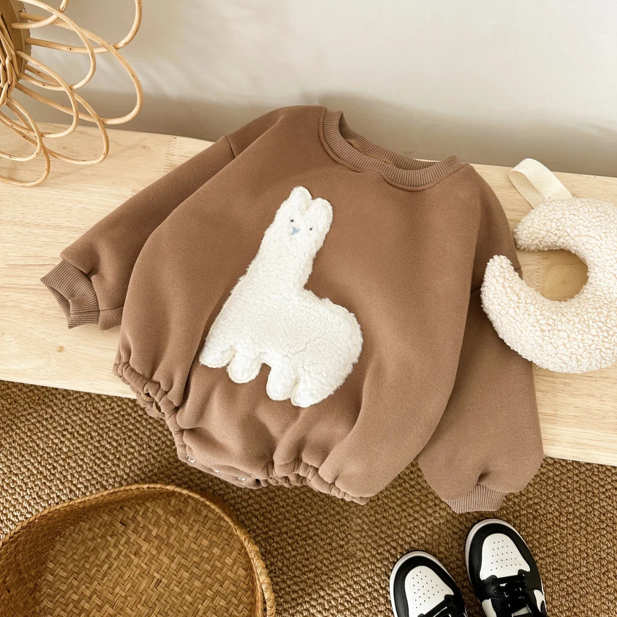 Fuzzy Llama Bodysuit Romper