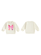 Baby Toddler Girls Long Sleeve Top Pom Pom Ball Bow Print Crewneck Pullover Winter Fall Clothes