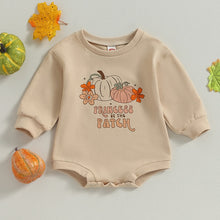 Load image into Gallery viewer, Baby Boy Girl Fall Jumpsuit Princess of the Patch Pumpkin Print Long Sleeve Bodysuit Romper
