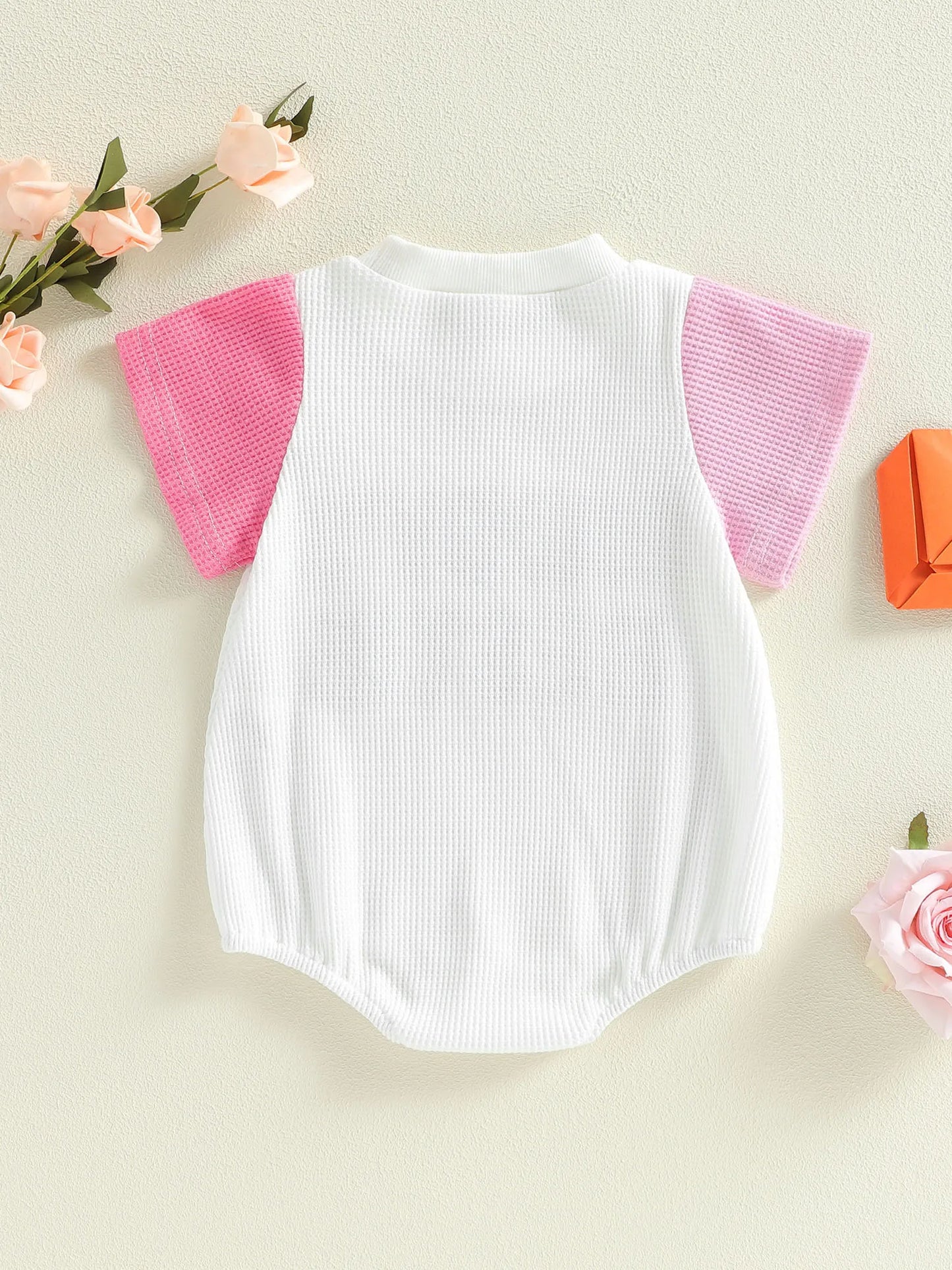 Baby Girls Daddy's Bestie Summer Romper Fashionable Letters Embroidery Short Sleeve Round Neck Jumpsuit