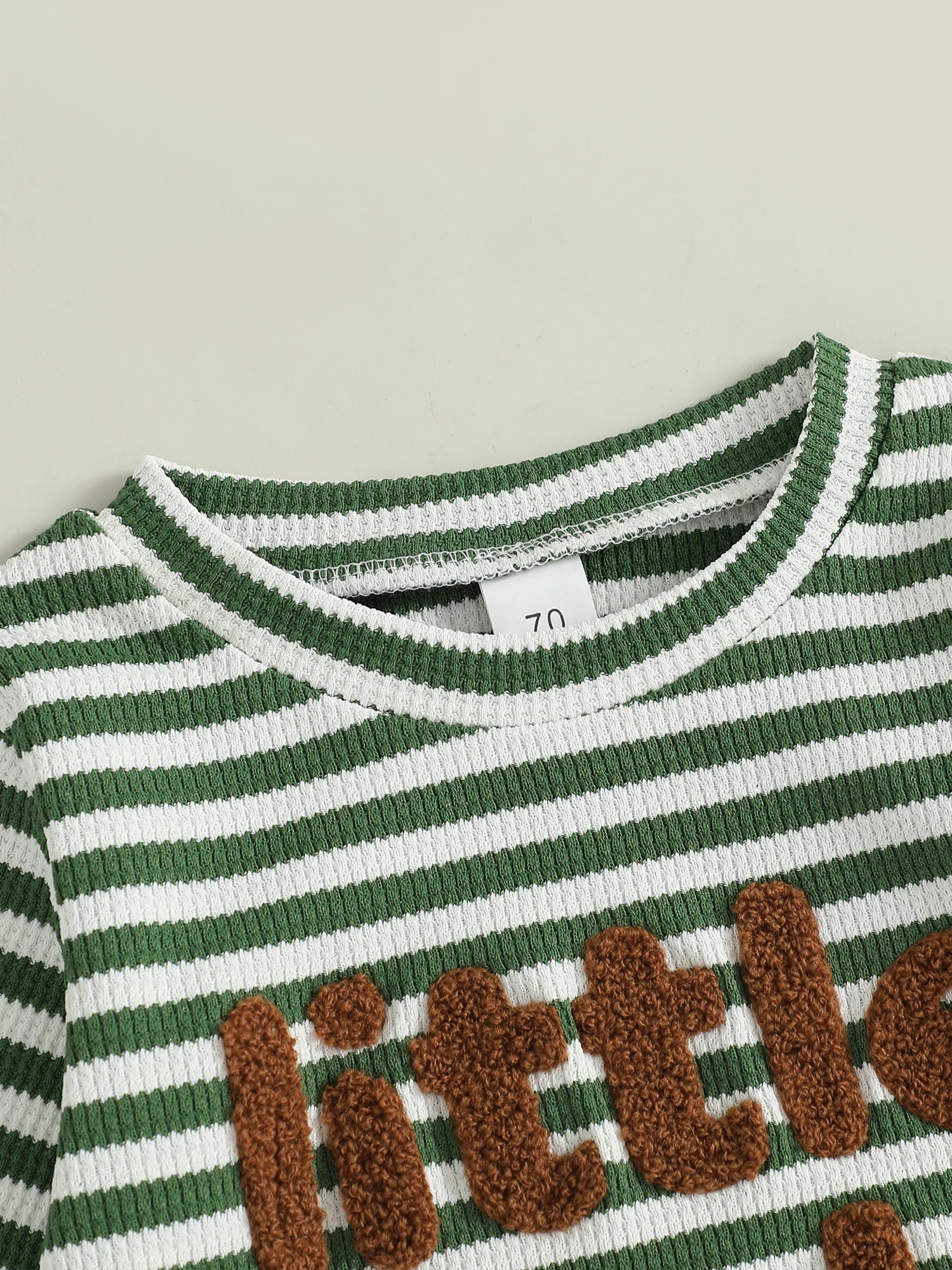 Baby Toddler Boys 2Pcs Mama's Boy / Little Dude Waffle Outfit Letter Embroidery Striped Long Sleeve Top and Elastic Pants Set