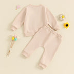 Baby Toddler Girls 2Pcs Outfit Embroidery Rainbow Long Sleeve Crew Neck Top with Elastic Waist Pants Set