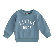 Load image into Gallery viewer, Toddler Baby Boy Little Dude Print Round Neck Long Sleeve Pullovers Autumn Tops
