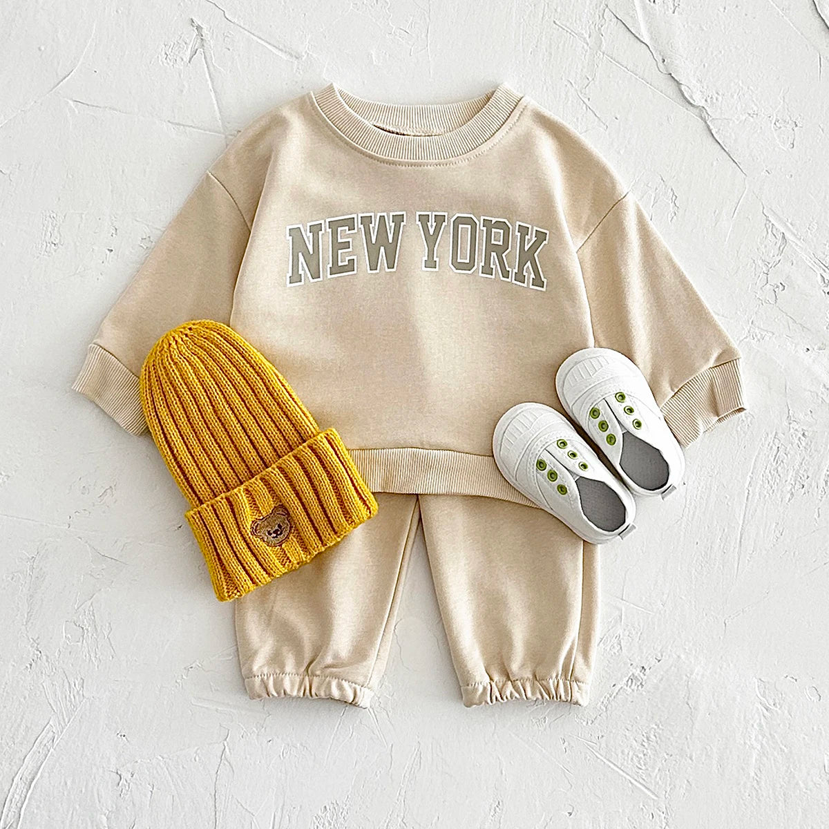 Baby Toddler Boys Girls 2Pcs New York Letter Long Sleeve Pullover Crewneck Top + Pants Jogger Set Outfit