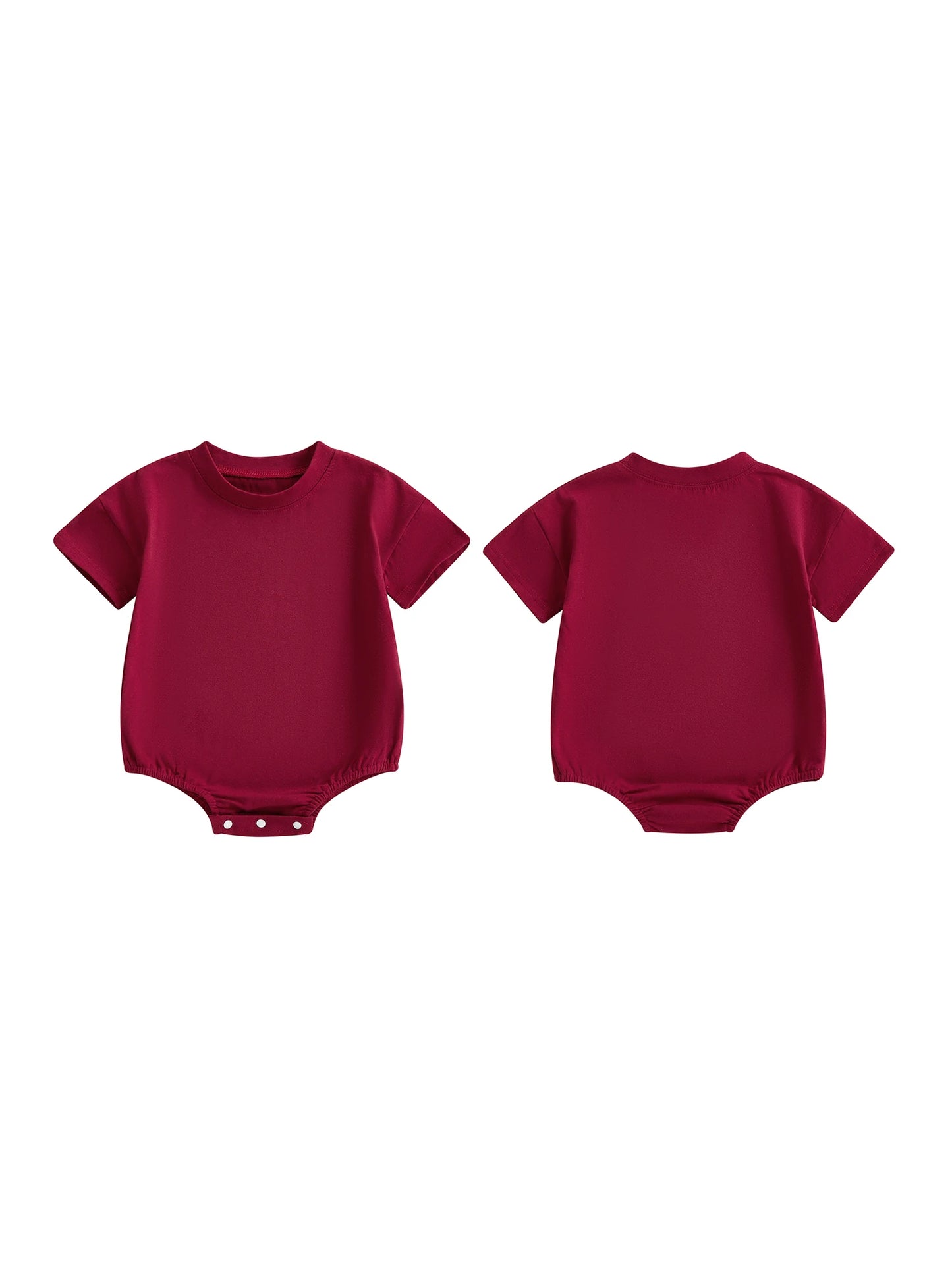 Baby Boys Girls Summer Spring Romper Solid Color Short Sleeve Round Neck Newborn Bodysuit