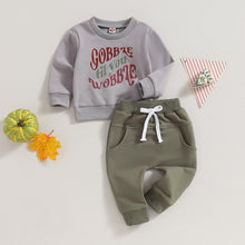 Load image into Gallery viewer, Toddler Baby Boys Girl 2Pcs Set Long Sleeve Crew Neck Gobble til you wobble Print Gobble Thanksgiving Top Pants

