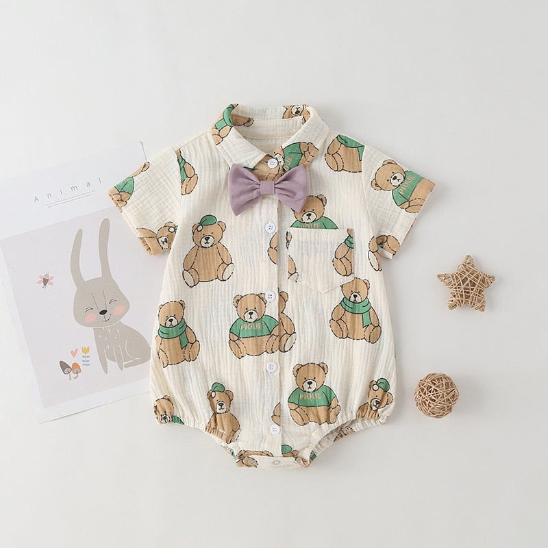 Boys Cotton Bow Tie Romper