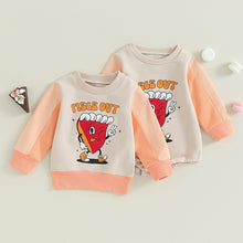 Load image into Gallery viewer, Baby Girls Casual Crewneck Romper Infant Long Sleeve Letter Pie Piece Out Print Contrast Color Romper
