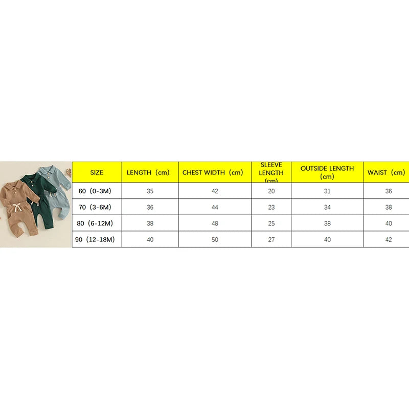 Baby Boys Girls 2Pcs Ribbed Set Button Long Sleeve Romper with Collar Drawstring Pocket Long Pants Outfit Clothes