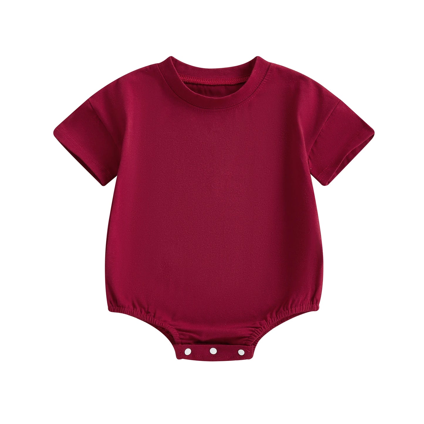 Baby Boys Girls Summer Spring Romper Solid Color Short Sleeve Round Neck Newborn Bodysuit