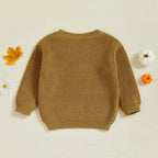 Baby Toddler Kids Girl Halloween Sweater Long Sleeve Round Neck Ghost Flower Embroidery Knit Pullover Top