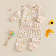 Load image into Gallery viewer, Baby Toddler Girls 2Pcs Fall Outfit Daisy Flower Print Long Sleeve Crewneck Top and Elastic Pants Jogger Set
