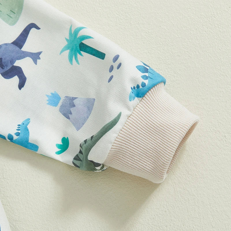 Toddler Kids Boys 2Pcs Outfit Dinosaur Print Long Sleeve Top with Pants Fall Outfit Jogger Set