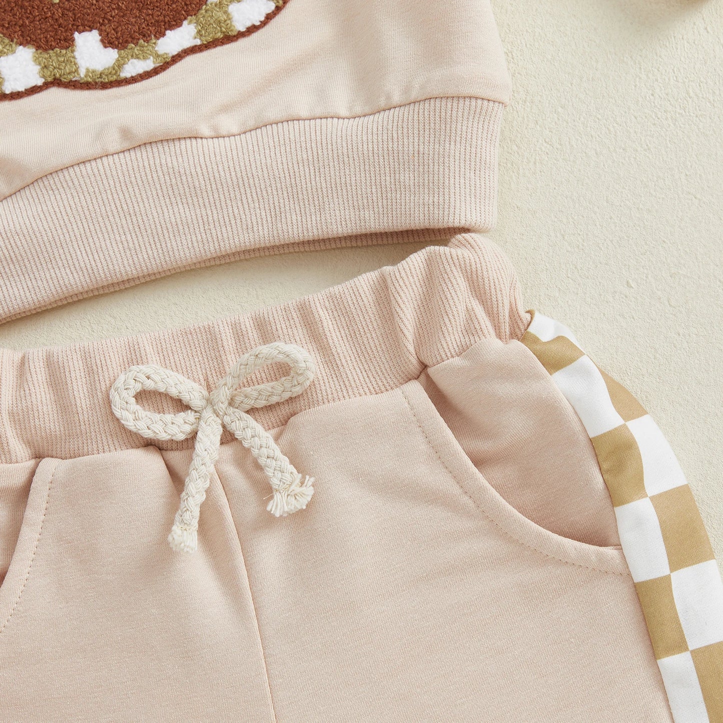 Toddler 2Pcs Baby Boy Halloween Outfits Long Sleeve Checked Pumpkin Embroidery Sweatshirt + Pants Set Clothes