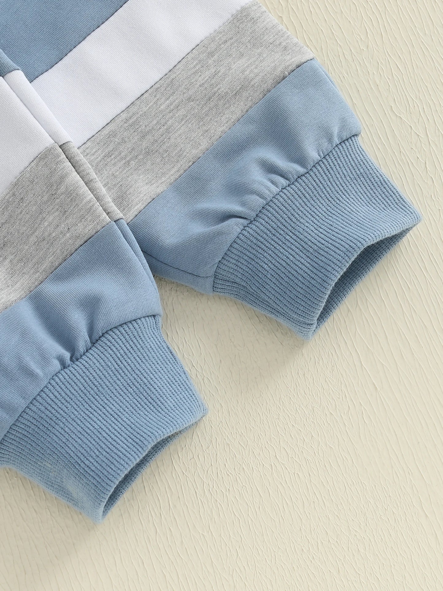 Baby Toddler Boys 2Pcs Casual Clothes Set Color Patchwork Long Sleeve Pullover Top with Elastic Waist Jogger Pants