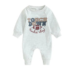 Baby Boys Girls Football Romper Letter Touchdown Kinda Day Long Sleeve Round Neck Loose Fit Jumpsuit
