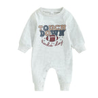 Baby Boys Girls Football Romper Letter Touchdown Kinda Day Long Sleeve Round Neck Loose Fit Jumpsuit