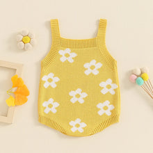 Load image into Gallery viewer, Baby Girl Summer Knit Romper Casual Floral Print Sleeveless Jumpsuit
