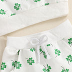 Baby Toddler Girls Boys 2Pcs St. Patrick's Day Outfit Four Leaf Clover Shamrock Print Long Sleeve Crewneck Top and Elastic Pants Jogger Set