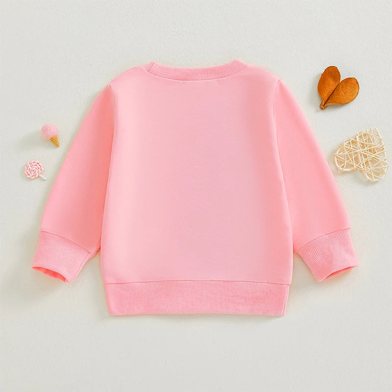 Baby Toddler Girls Boys Love You The Most Valentine's Day Letter Embroidery Long Sleeve Pullover Casual Top Valentines