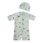 Boys Printed Zip Up Swimsuit