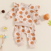 Load image into Gallery viewer, Baby Toddler Girl 2Pcs Halloween Outfit Pumpkin Print Long Sleeve Top with Elastic Waist Pants Set
