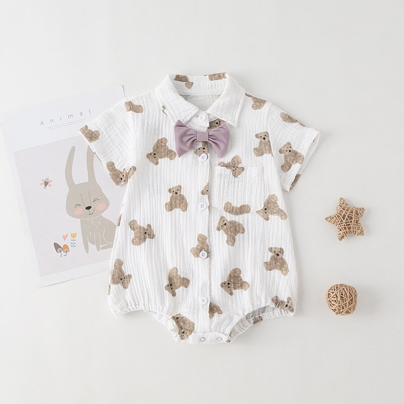 Boys Cotton Bow Tie Romper