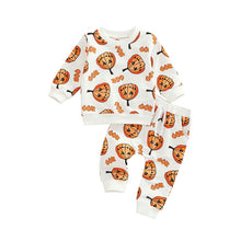 Load image into Gallery viewer, Baby Girl Boy 2Pcs Halloween Outfit Long Sleeve Pumpkin Bat Boo Printed Top Long Pants
