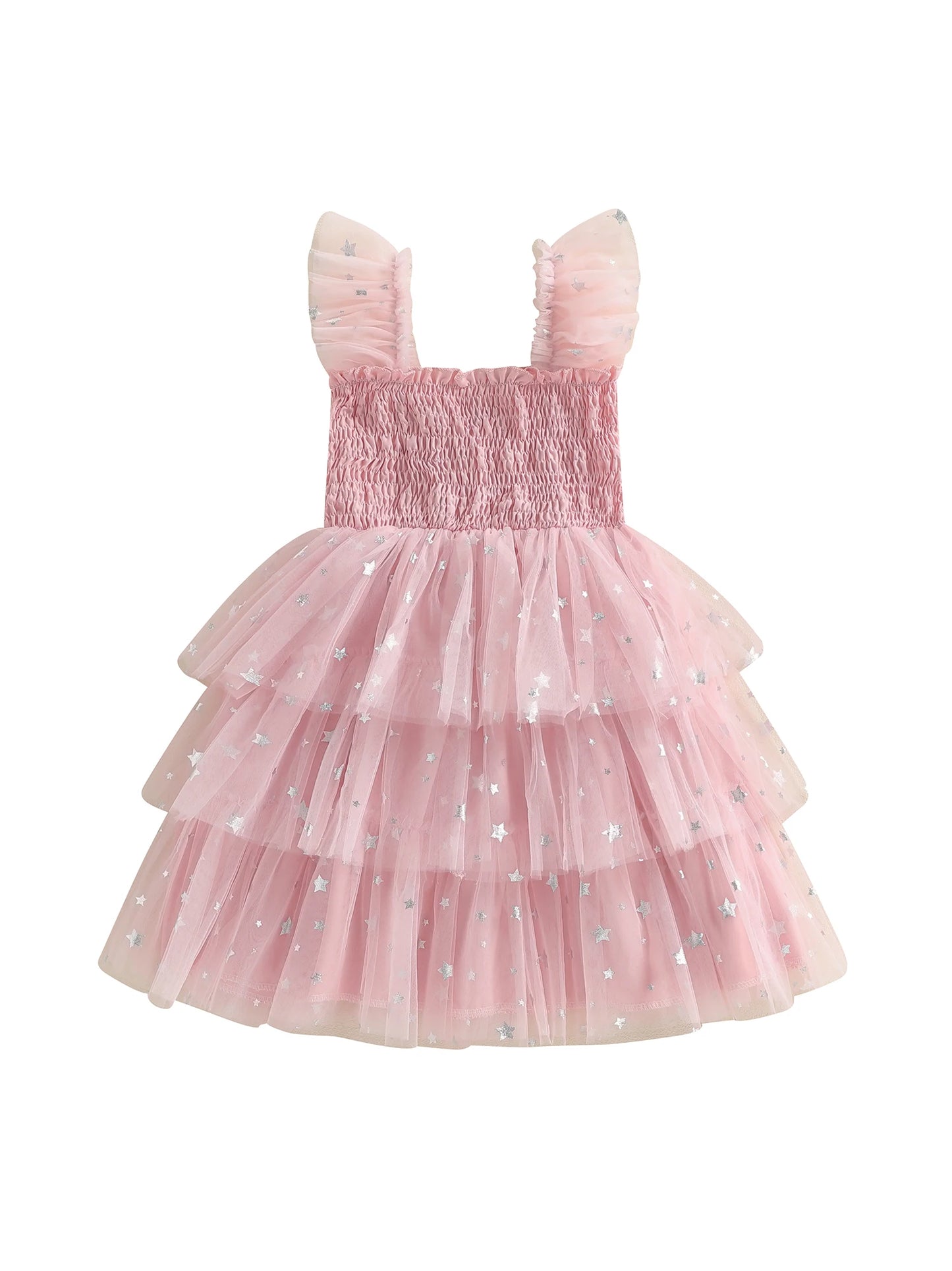 Baby Toddler Kids Girls Valentine's Day Tutu Dress Heart Decorated Sleeveless Square Neck Tulle Layered Dress