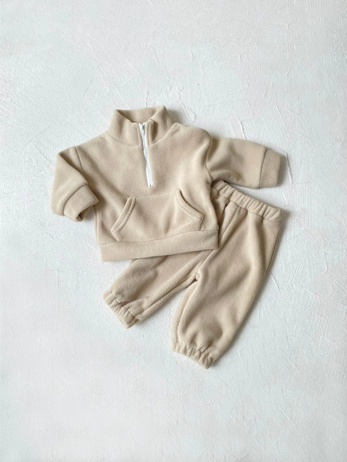 Toddler Kid Boy Girl 2Pcs Winter Clothes Set Fleece Warm Pullover Top Pant Thick Two Piece Jogger Set Loose Outfit